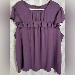 NWT 22/24 3X BloomChic Purple Sleeveless Ruffle Detail Top